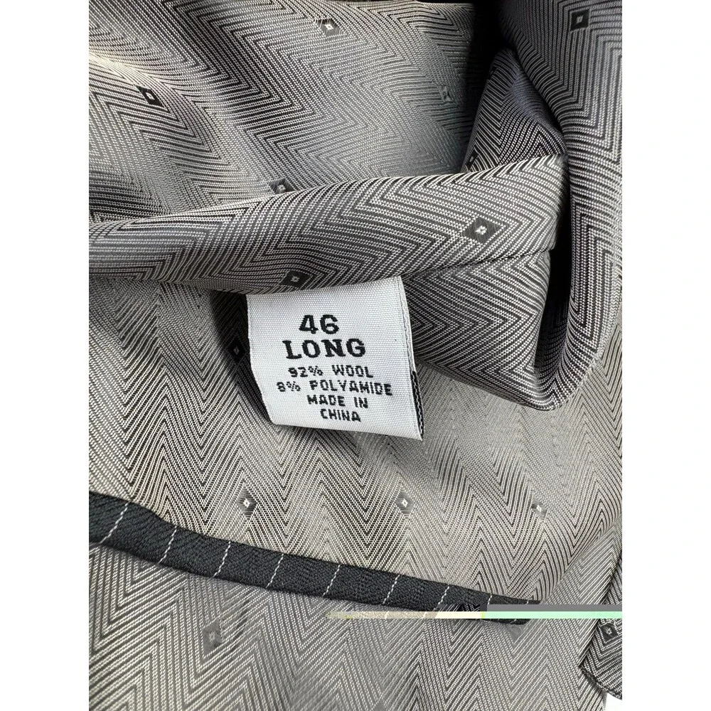 Linea Uomo 3 Pc Wool Suit 46L 40W Charcoal Gray Pinstripe Vest Dress Formal